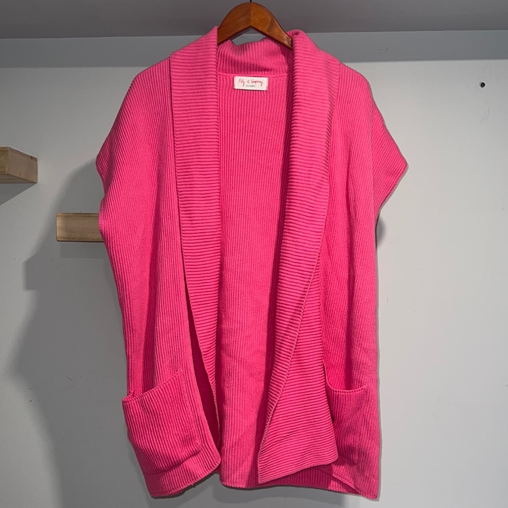 Pink sweater‎ cardigan 100% cotton